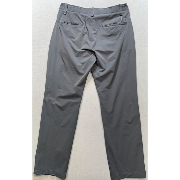 Under Armour Men's Slim Tapered Pants Flat Front Size 34x32 Gray Stretch Pockets - Picture 2 of 13